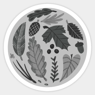 Monochromatic Leaves and Pine Cones Sticker